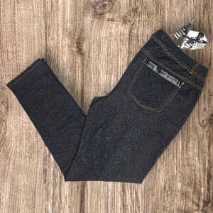 NEW ClearXRock Plus Denim & Faux Black Leather Leggings Pants Soft & Stretchy